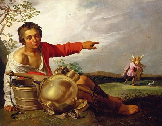 Abraham Bloemaert Shepherd Boy Pointing at Tobias and the Angel